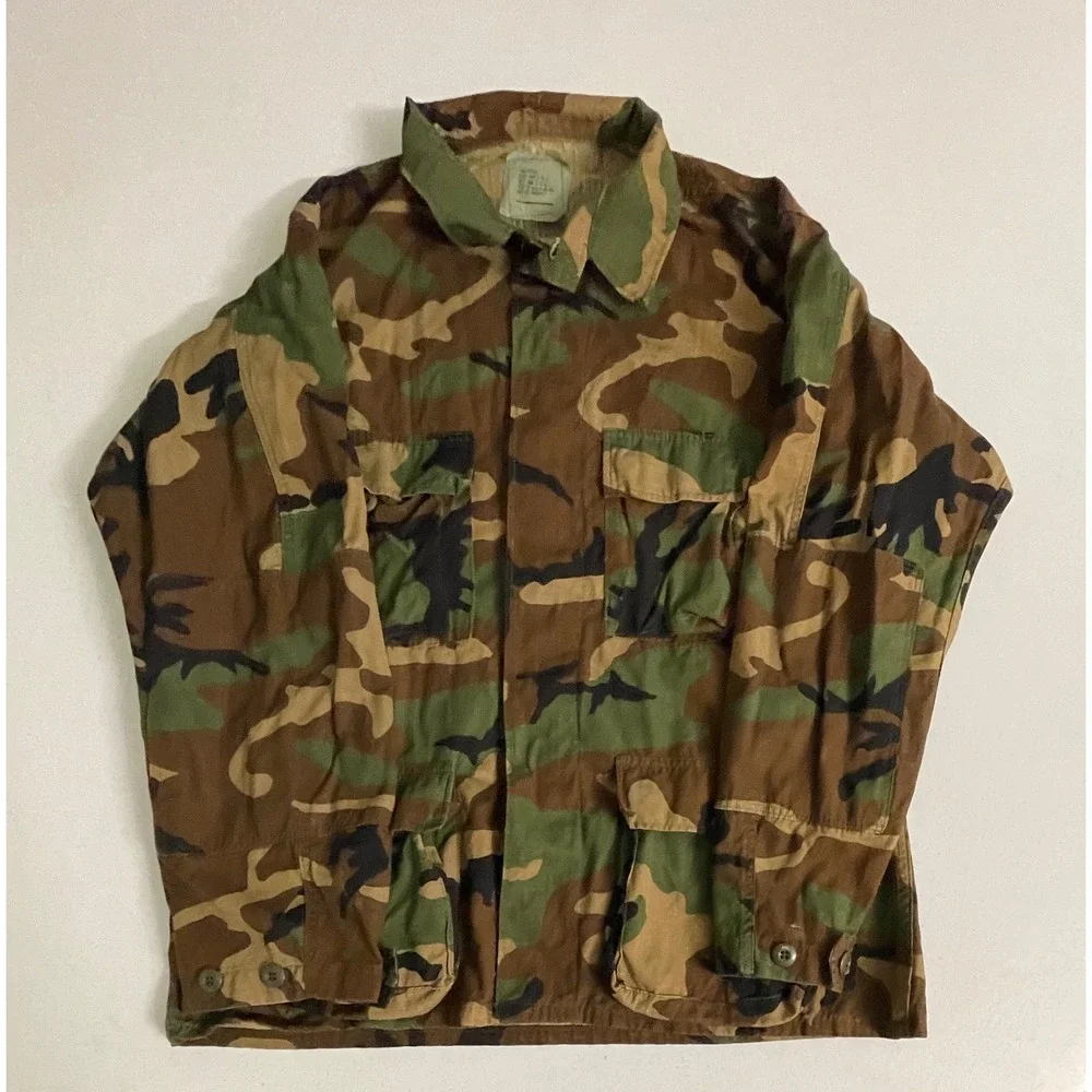 Vintage US Military Woodland Camo BDU Field Jacket Large Regular 1985 Ripstop - Picture 5 of 12